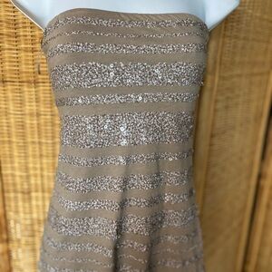 Elegant Tan Strapless Sequin Top